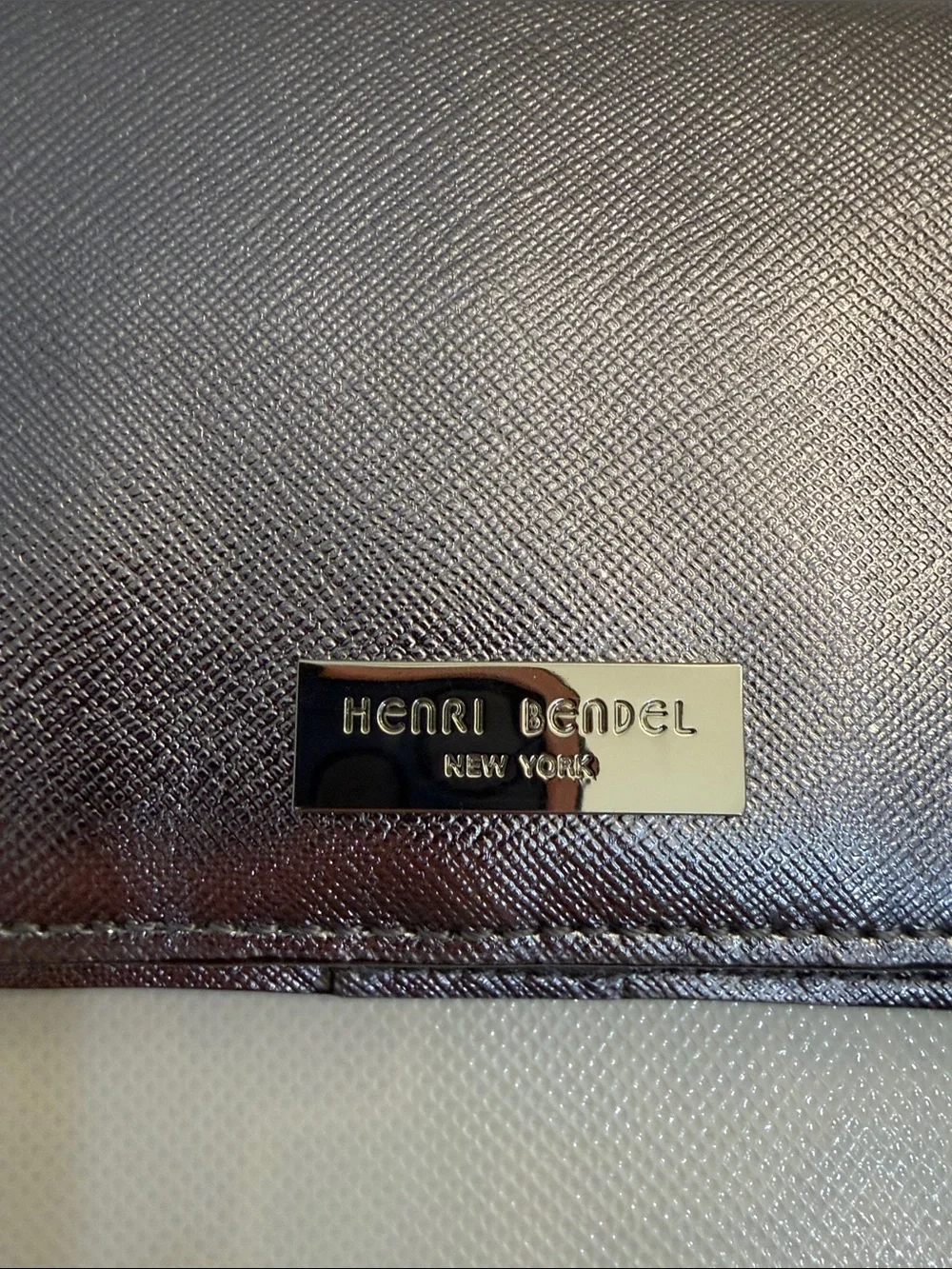 henri bendel Metallic Pewter Fold-Over Wallet